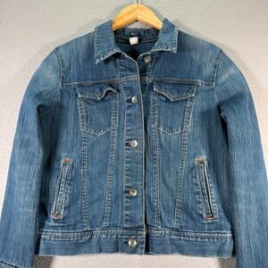 Vintage Gap Trucker‎ Jacket Womens XL Blue Lightwash Flap Pockets Denim Boxy Y2K
